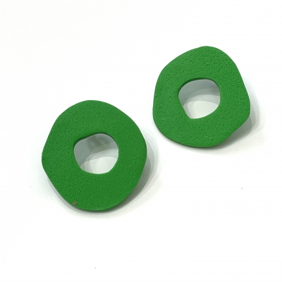 Handmade polymer clay earrings abstract circle shape green