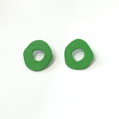 Handmade polymer clay earrings abstract circle shape green