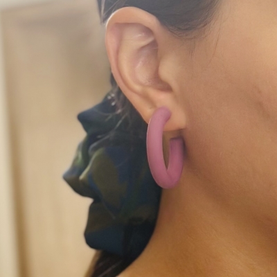 Polymer clay pink hoops with stainless steel attachments 