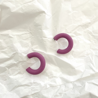 Polymer clay pink hoops with stainless steel attachment 