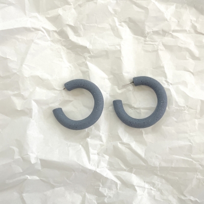 Polymer clay grey hoops with stainless steel attachment 