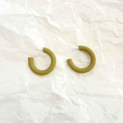 Polymer clay yellow hoops with stainless steel attachment 