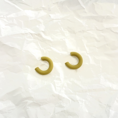 Polymer clay yellow hoops with stainless steel attachment 