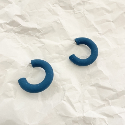 Polymer clay petrol hoops with stainless steel attachment