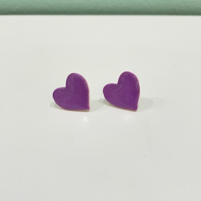 Little sparkly heart shape polymer clay earrings, stainless steel back