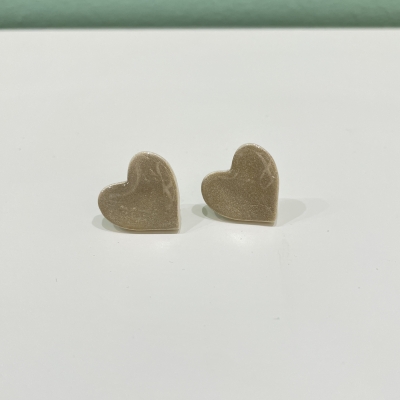 Little sparkly heart shape polymer clay earrings, stainless steel back
