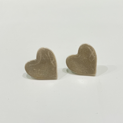Little sparkly heart shape polymer clay earrings, stainless steel back