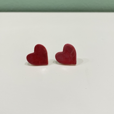 Little sparkly heart shape polymer clay earrings, stainless steel back