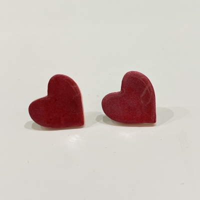 Little sparkly heart shape polymer clay earrings, stainless steel back