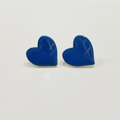 Little sparkly heart shape polymer clay earrings, stainless steel back