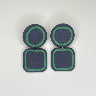 Handmade polymer clay earrings , grey color statement piece