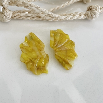 Handcrafted polymer clay earrings flower shape yellow Color