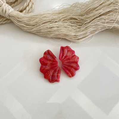 Handcrafted polymer clay earrings flower shape red Color